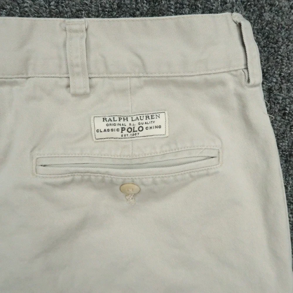 Polo Ralph Lauren Shorts Mens 36 Khaki Tan Tyler Chino Double Two Pleat VTG